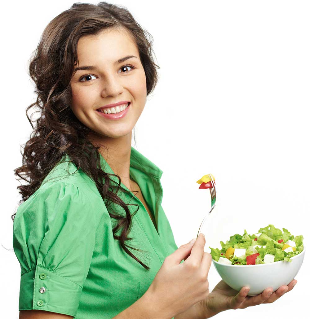 Woman eating salad from Orlando and Jacksonville micro-market